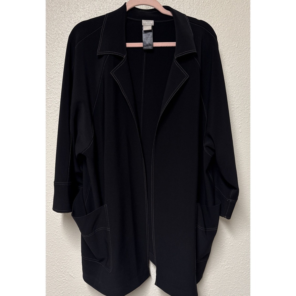 Chico Travelers Black Jacket Size 2 12/14 Pockets Staple Capsule Flowy Comfort